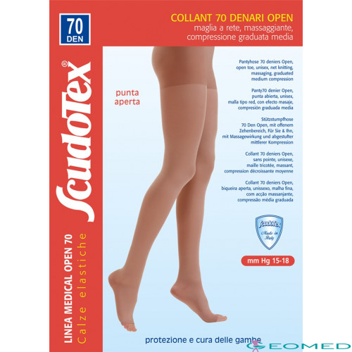 822 Колготки компрессионные Scudotex (15-18 mmHg) 70 den открытый носок (мысок)