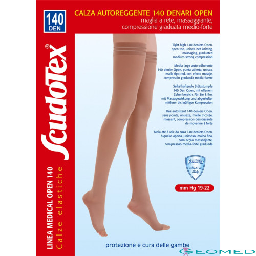589 Чулки компрессионные (19-22mmHg)140 den открытый носок (мысок), унисекс