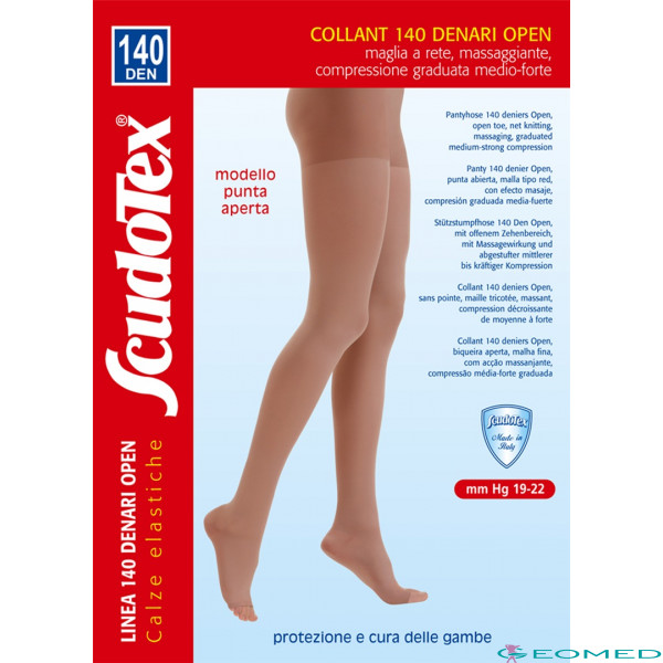 593 Колготки компрессионные Scudotex (19-22mmHg) 140 den открытый носок (мысок)